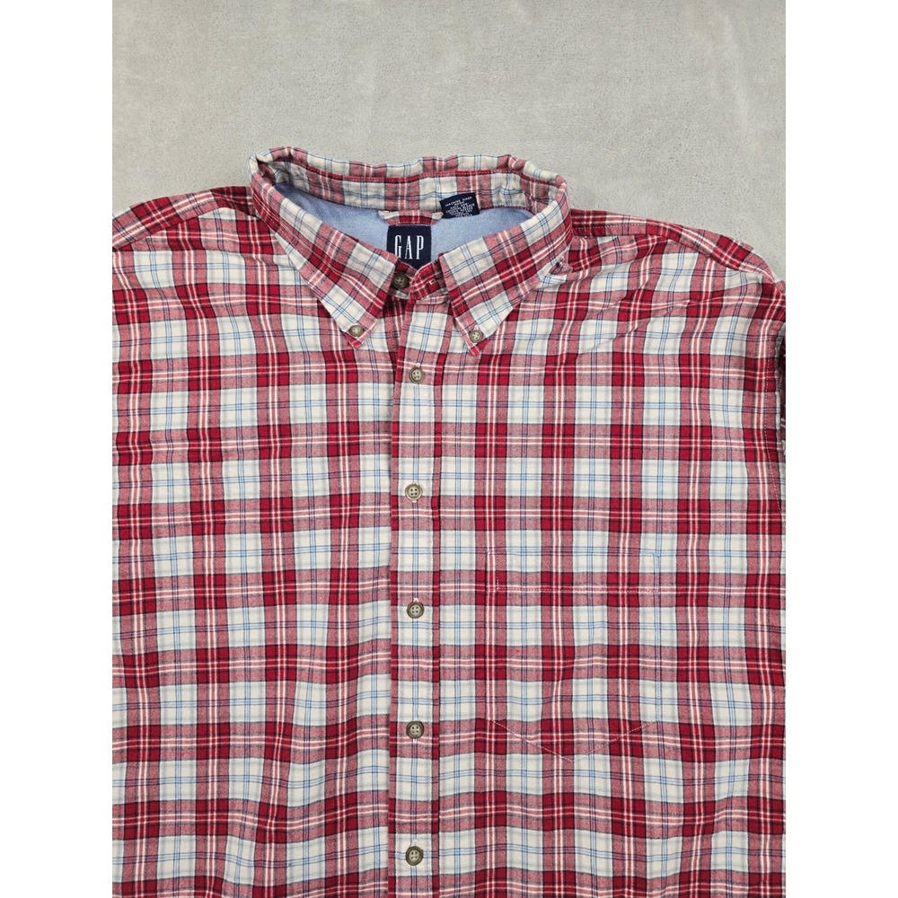 Vintage Gap Button Down Flannel‎ Shirt Mens XXL Red Plaid Long Sleeve Y2K